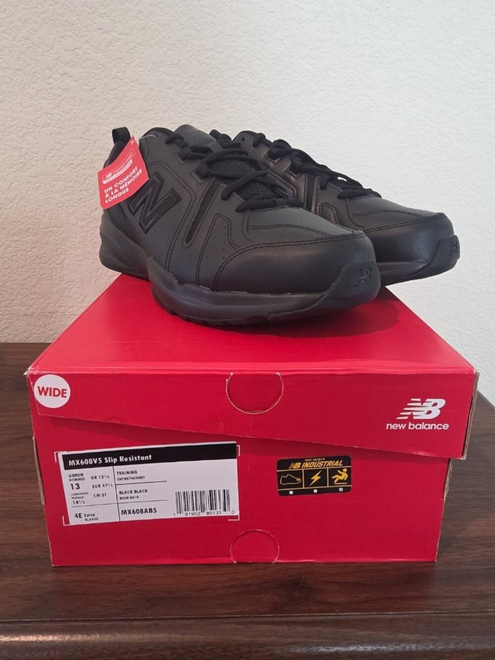 New Balance 608 V5 Slip Resistant Men’s Size 13 4E Wide Black/Black MX608AB5